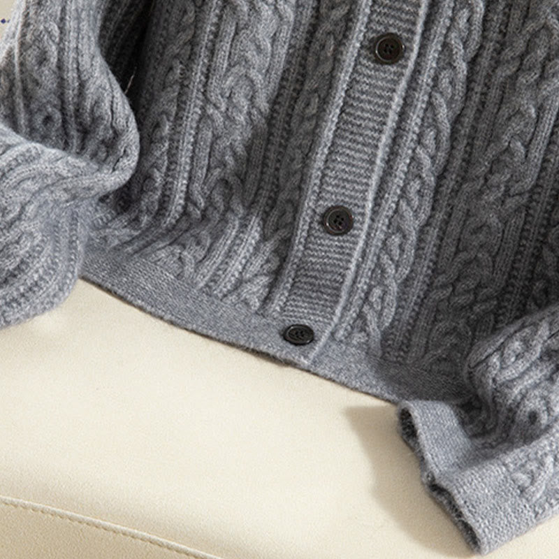 Lässiger Winter-Strickcardigan aus Baumwolle für Damen mit Buddha Stones, gedrehten Knöpfen und langen Ärmeln – ein echter Hingucker! - image 27