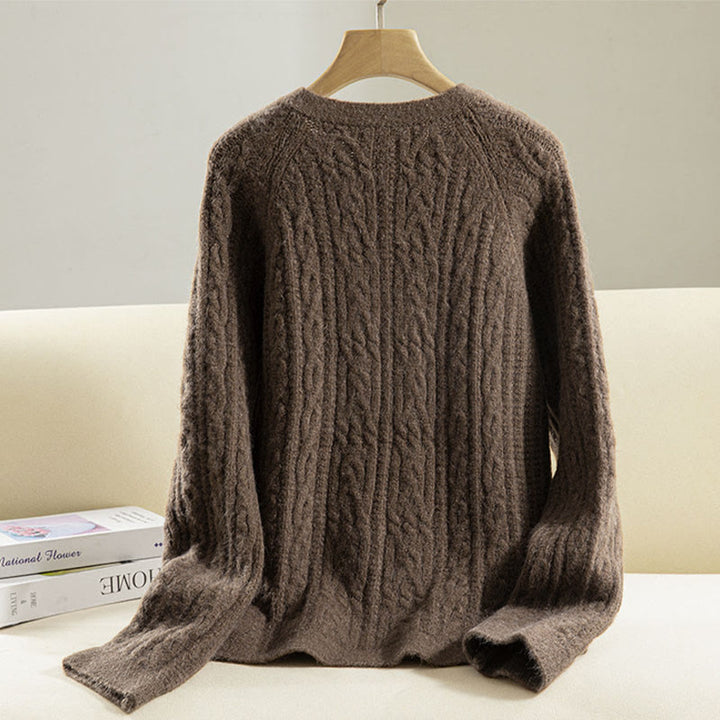 Lässiger Winter-Strickcardigan aus Baumwolle für Damen mit Buddha Stones, gedrehten Knöpfen und langen Ärmeln – ein echter Hingucker! - image 1