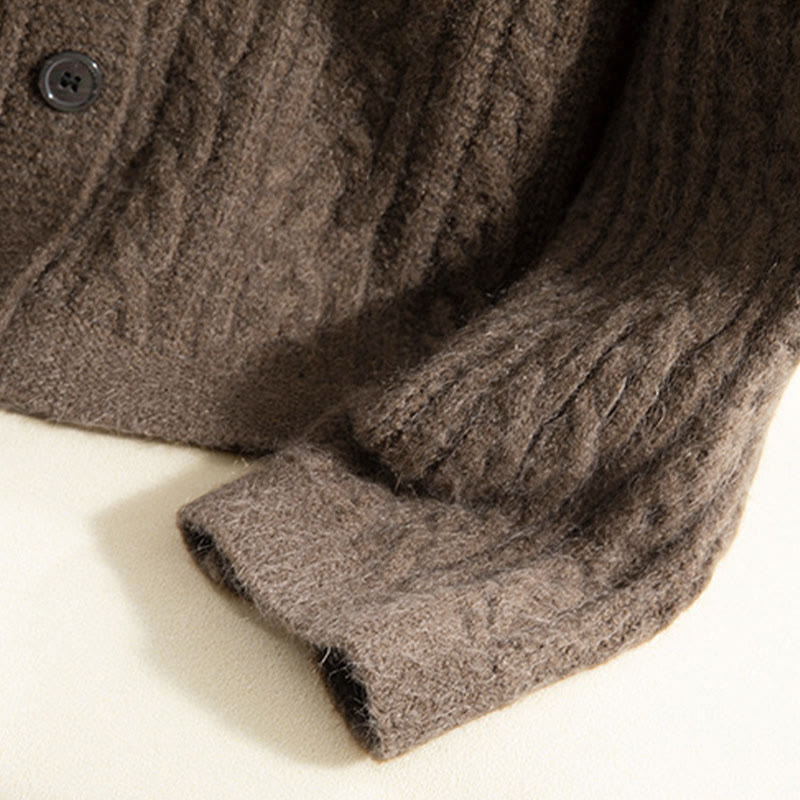 Lässiger Winter-Strickcardigan aus Baumwolle für Damen mit Buddha Stones, gedrehten Knöpfen und langen Ärmeln – ein echter Hingucker! - image 9