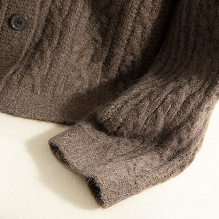 Lässiger Winter-Strickcardigan aus Baumwolle für Damen mit Buddha Stones, gedrehten Knöpfen und langen Ärmeln – ein echter Hingucker! - image 9