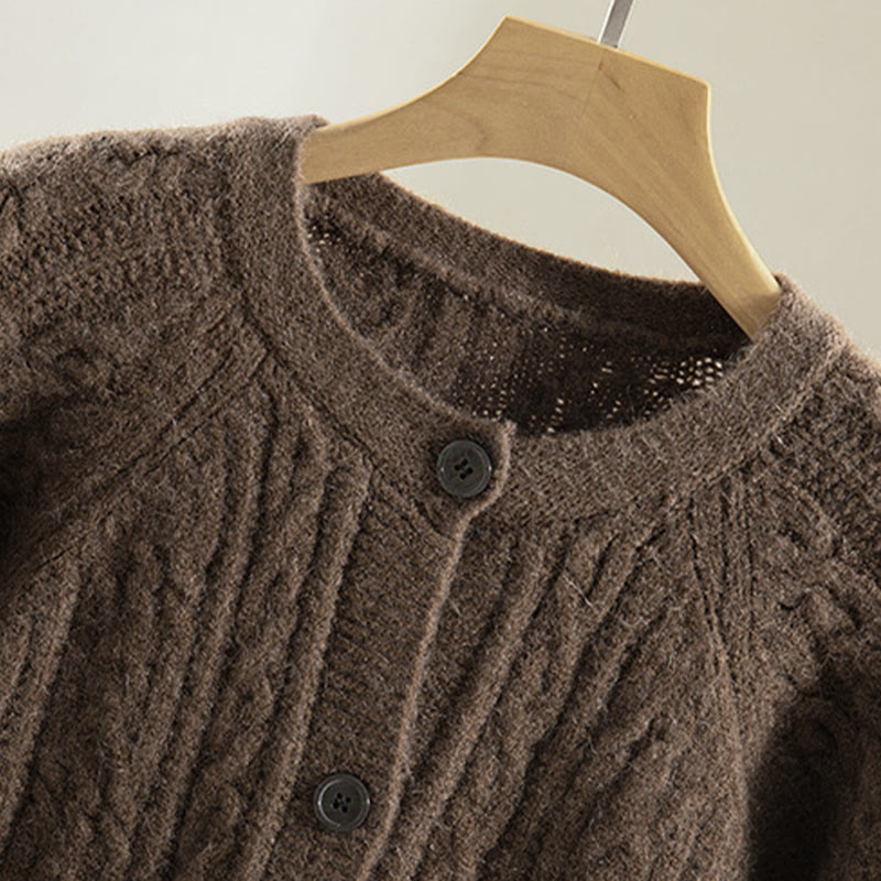 Lässiger Winter-Strickcardigan aus Baumwolle für Damen mit Buddha Stones, gedrehten Knöpfen und langen Ärmeln – ein echter Hingucker! - image 2