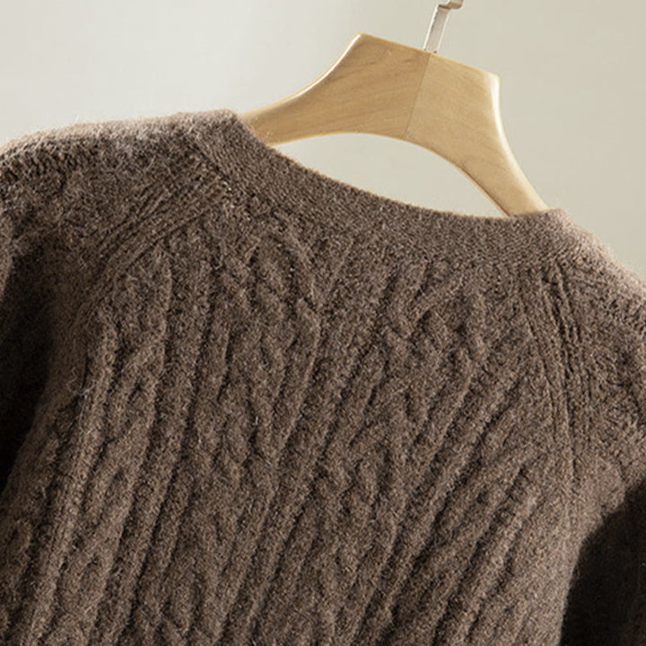 Lässiger Winter-Strickcardigan aus Baumwolle für Damen mit Buddha Stones, gedrehten Knöpfen und langen Ärmeln – ein echter Hingucker! - image 5