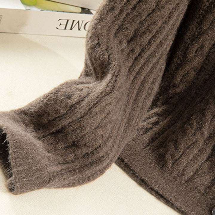 Lässiger Winter-Strickcardigan aus Baumwolle für Damen mit Buddha Stones, gedrehten Knöpfen und langen Ärmeln – ein echter Hingucker! - image 8