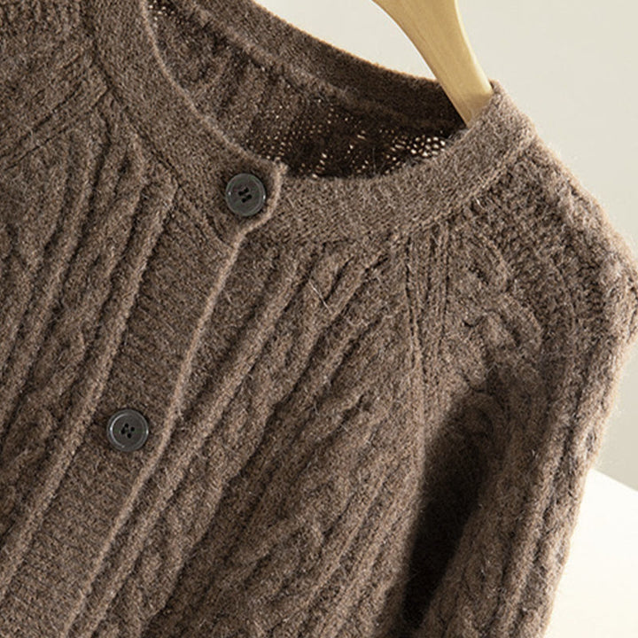 Lässiger Winter-Strickcardigan aus Baumwolle für Damen mit Buddha Stones, gedrehten Knöpfen und langen Ärmeln – ein echter Hingucker! - image 3