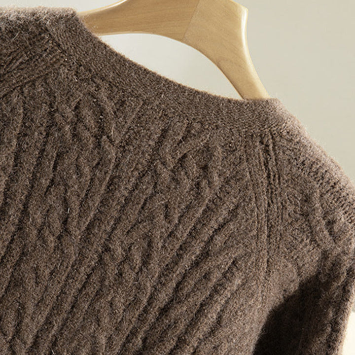 Lässiger Winter-Strickcardigan aus Baumwolle für Damen mit Buddha Stones, gedrehten Knöpfen und langen Ärmeln – ein echter Hingucker! - image 4