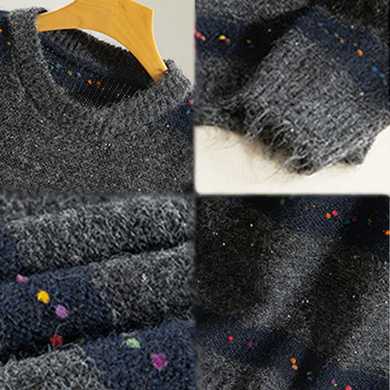 Buddha Stones ​​Winterstreifenmuster Rundhals Langarm Damen Baumwollpullover - image 19