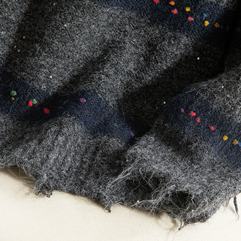 Buddha Stones ​​Winterstreifenmuster Rundhals Langarm Damen Baumwollpullover - image 30