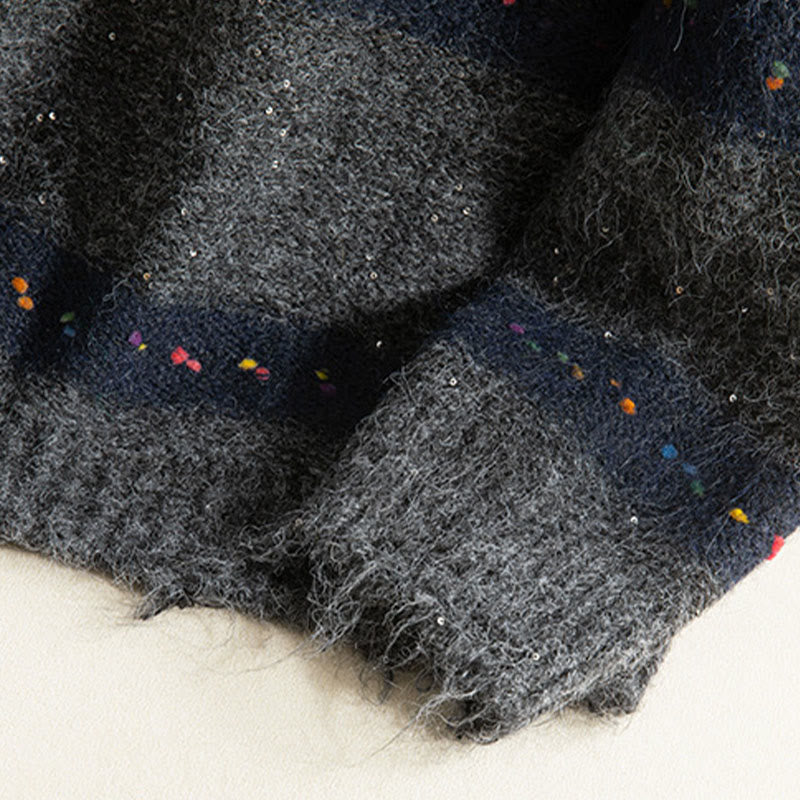 Buddha Stones ​​Winterstreifenmuster Rundhals Langarm Damen Baumwollpullover - image 29