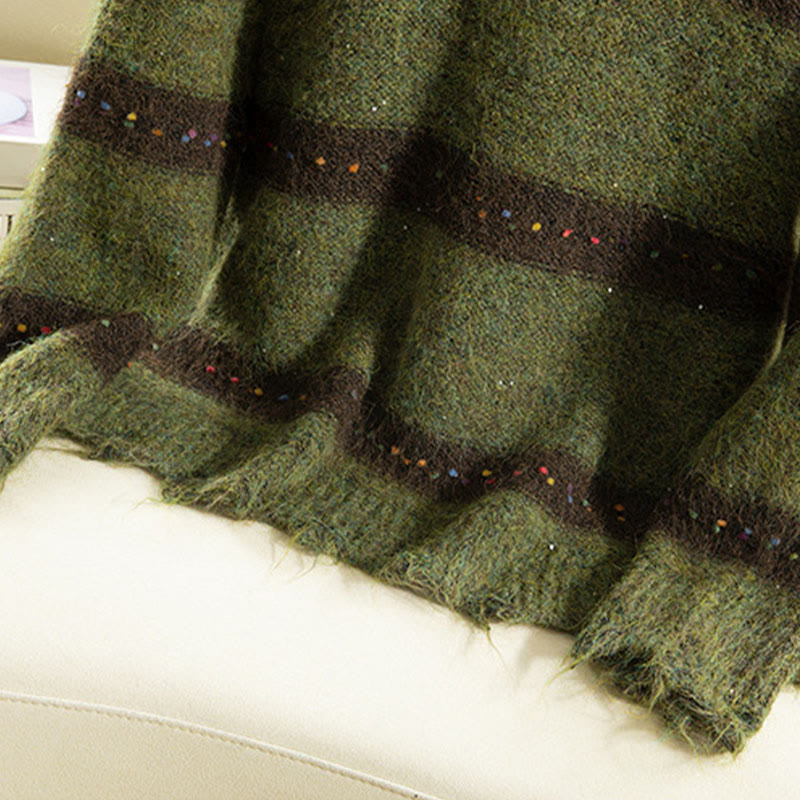 Buddha Stones ​​Winterstreifenmuster Rundhals Langarm Damen Baumwollpullover - image 7