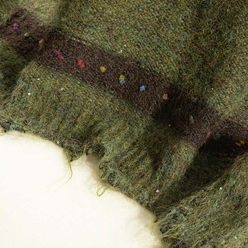 Buddha Stones ​​Winterstreifenmuster Rundhals Langarm Damen Baumwollpullover - image 9