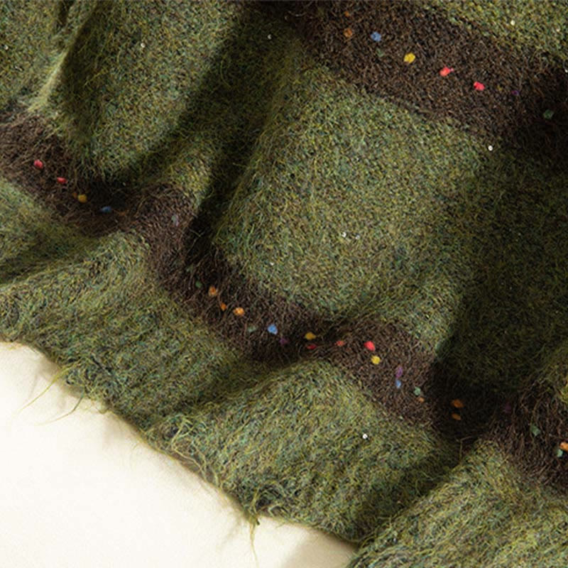 Buddha Stones ​​Winterstreifenmuster Rundhals Langarm Damen Baumwollpullover - image 8