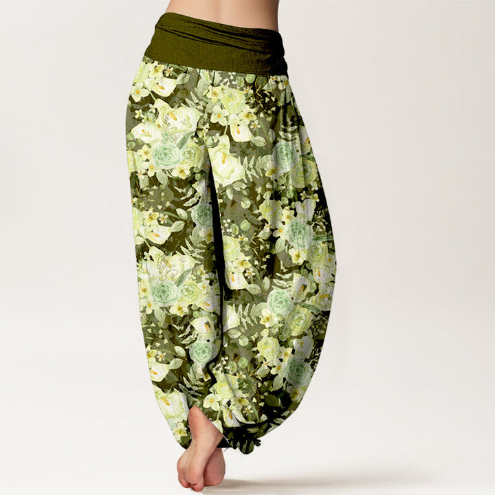 Haremshose aus Baumwolle mit Buddha Stones und ländlichem Blumenmuster, elastischer Bund, für Damen - image 6
