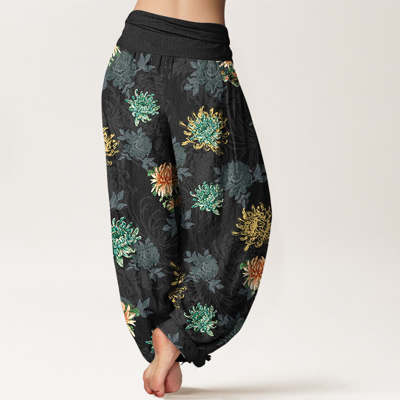 Buddha Stones ​​Baumwolle, verschiedene Farben, Chrysanthemenmuster, Damen-Haremshose mit elastischem Bund - image 6