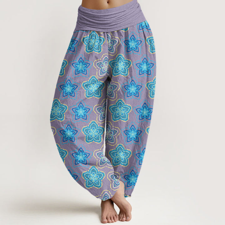 Buddha Stones Baumwoll-Haremshose mit regulärem Schnitt und Fünf-Blütenblatt-Muster, elastischem Bund für Damen - Pflaume - US16, UK/AU20, EU48 (3XL) - image 8