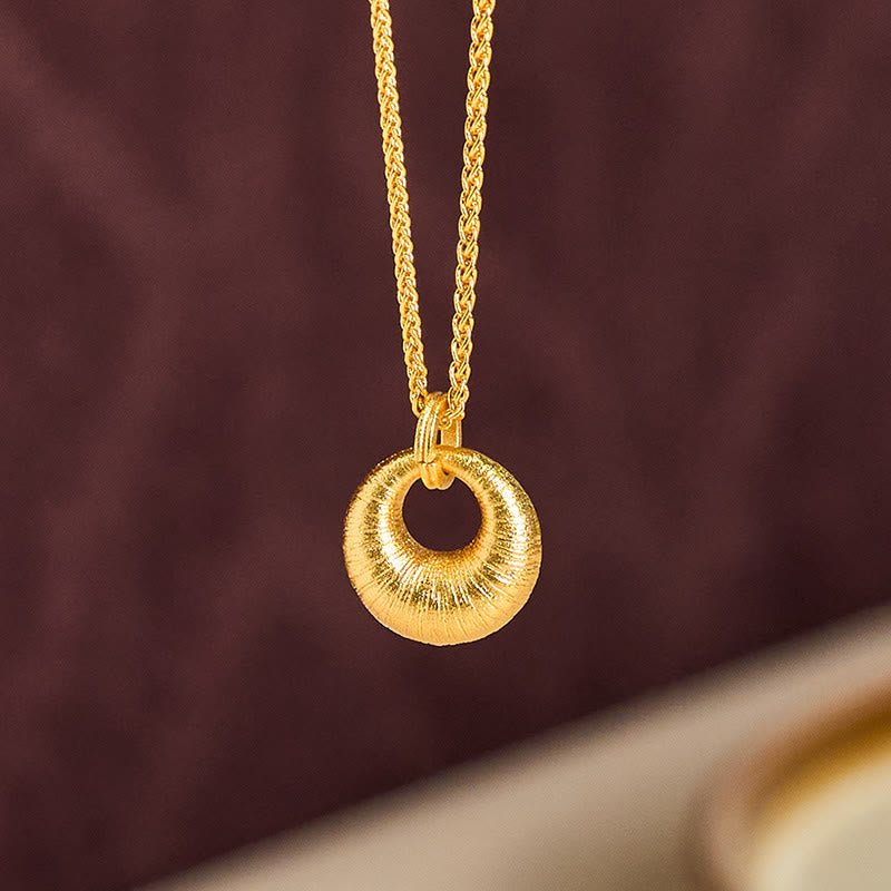 Buddha Stones, 24 Karat vergoldete Kupfer-Friedensschnalle, strukturierte Reichtumskette, Anhänger - image 2