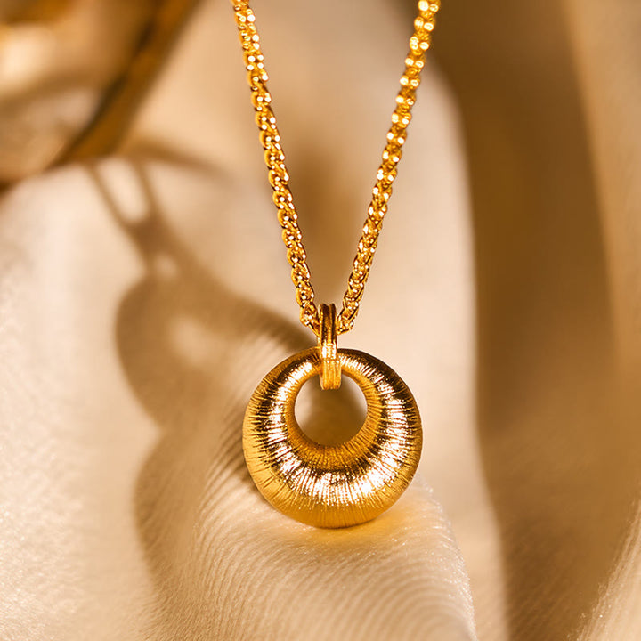 Buddha Stones, 24 Karat vergoldete Kupfer-Friedensschnalle, strukturierte Reichtumskette, Anhänger - image 3