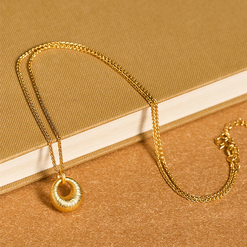 Buddha Stones, 24 Karat vergoldete Kupfer-Friedensschnalle, strukturierte Reichtumskette, Anhänger - image 4