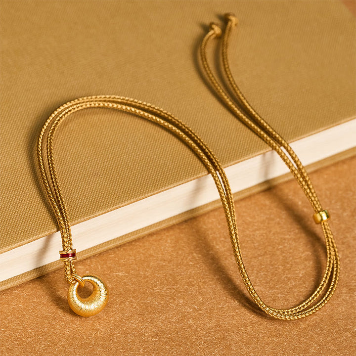 Buddha Stones, 24 Karat vergoldete Kupfer-Friedensschnalle, strukturierte Reichtumskette, Anhänger - image 11