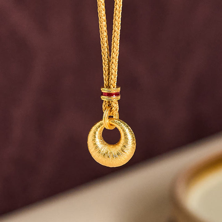 Buddha Stones, 24 Karat vergoldete Kupfer-Friedensschnalle, strukturierte Reichtumskette, Anhänger - image 10