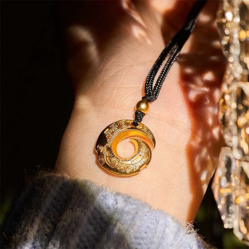 Buddha Stones, 24 Karat vergoldete Messing-Friedensschnalle, schwarzes Seil, Glücksbringer-Halskette mit Anhänger - image 7