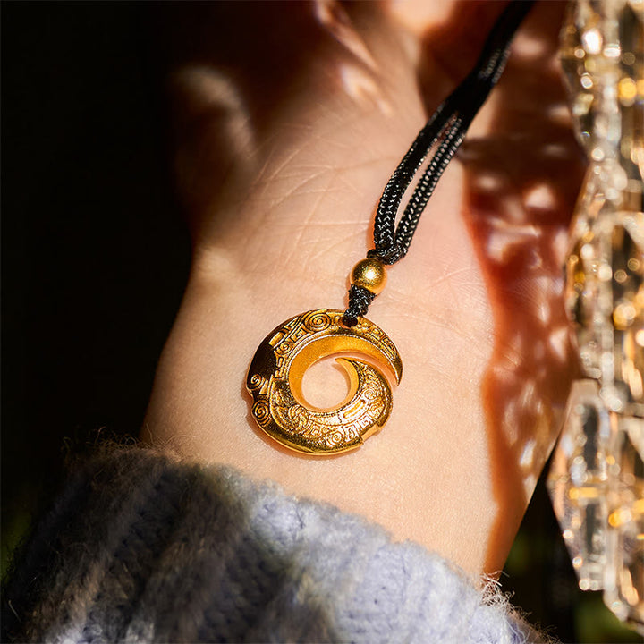 Buddha Stones, 24 Karat vergoldete Messing-Friedensschnalle, schwarzes Seil, Glücksbringer-Halskette mit Anhänger - image 7