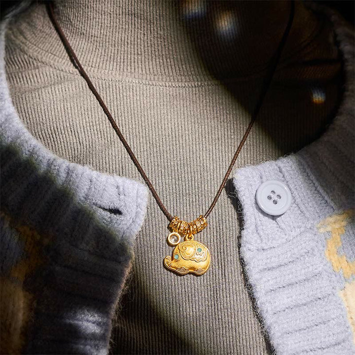 Buddha Stones -Elefanten-Symbol-Halskette mit Anhänger aus 24-karätig vergoldetem Messing - image 8