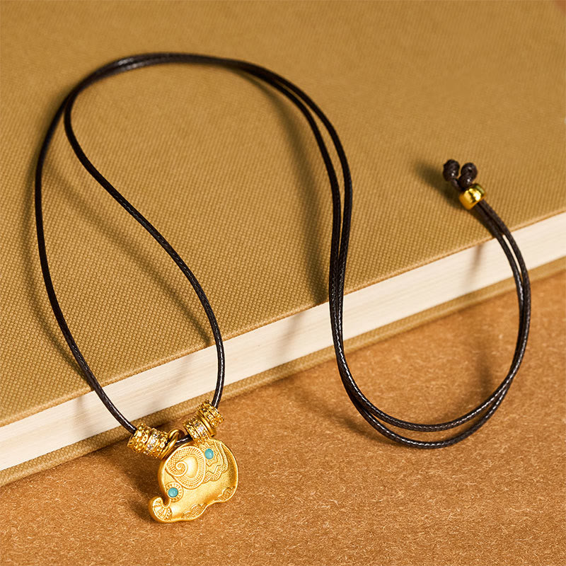 Buddha Stones -Elefanten-Symbol-Halskette mit Anhänger aus 24-karätig vergoldetem Messing - image 4