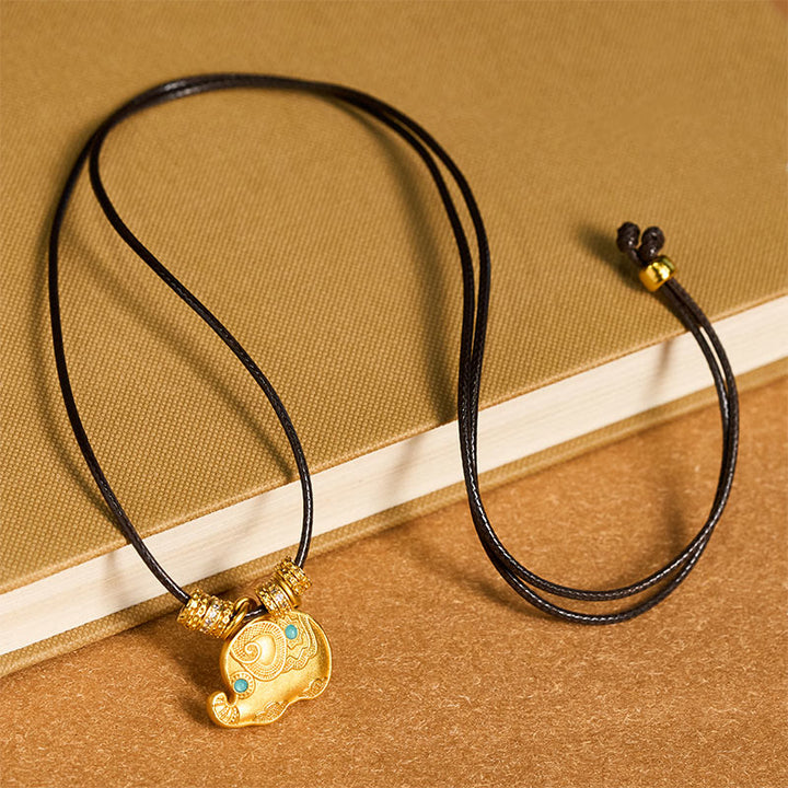 Buddha Stones -Elefanten-Symbol-Halskette mit Anhänger aus 24-karätig vergoldetem Messing - image 4