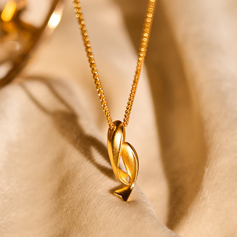 Buddha Stones ​​Doppelfisch-Halskette mit Anhänger aus 24-karätig vergoldetem Messing - image 3