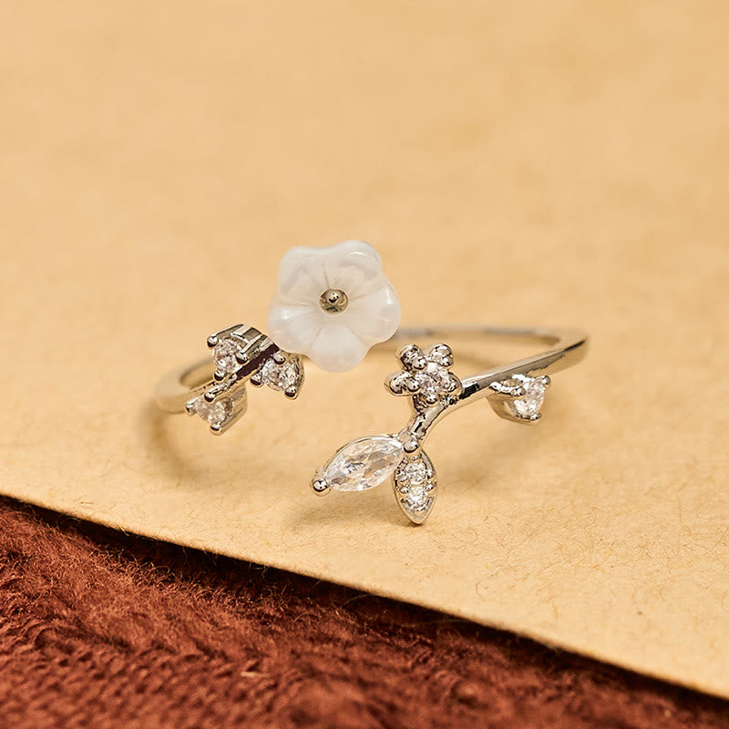 Buddha Stones, weißer Blumen-Design, verstellbarer Heilring aus Kupfer - image 13