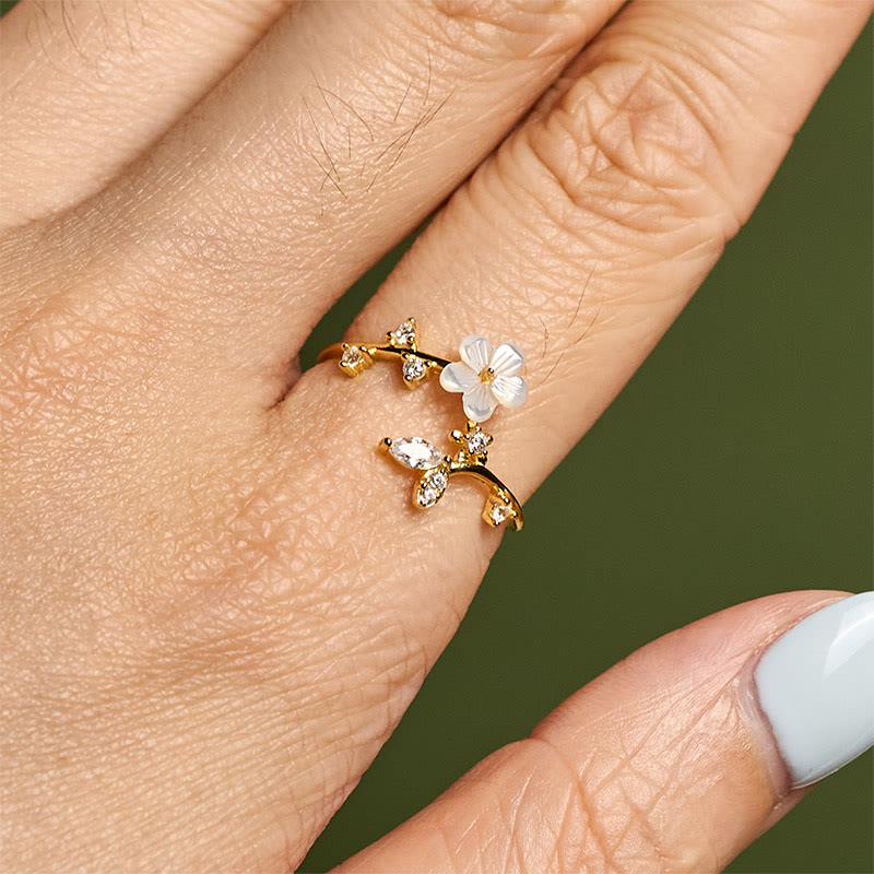 Buddha Stones, 925er Sterlingsilber, weißer Blumen-Design, verstellbarer Segensring - image 21