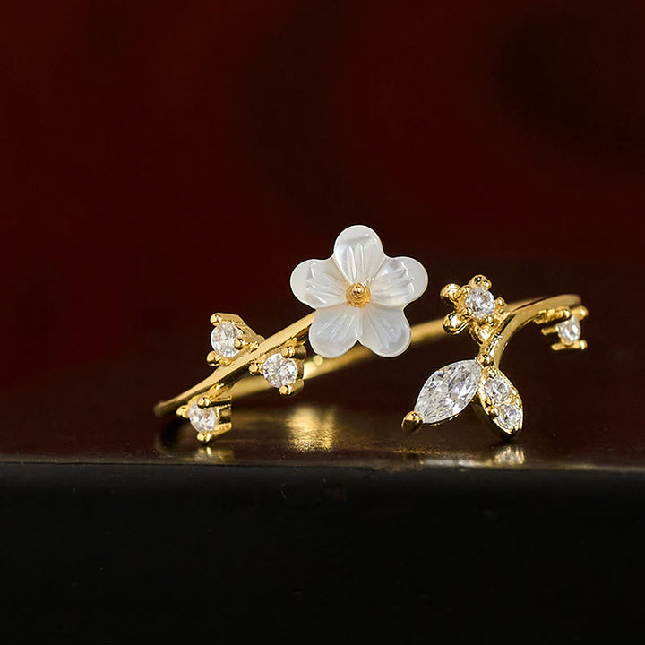 Buddha Stones, 925er Sterlingsilber, weißer Blumen-Design, verstellbarer Segensring - image 18