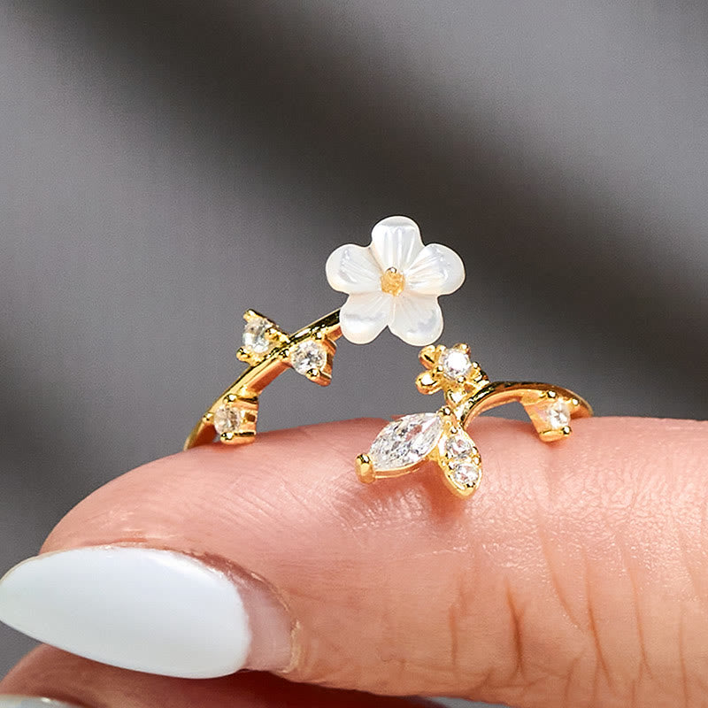 Buddha Stones, 925er Sterlingsilber, weißer Blumen-Design, verstellbarer Segensring - image 19