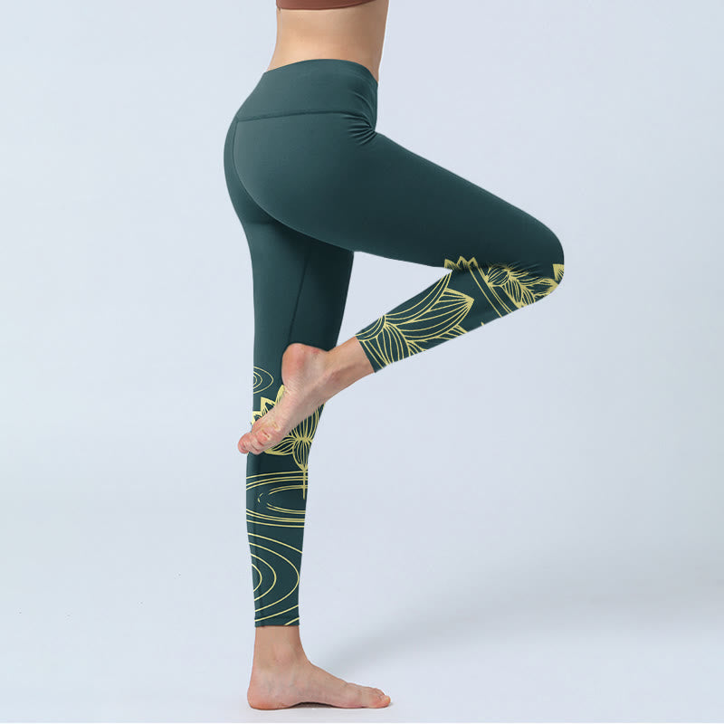 Leggings mit Buddha Stones und Lotusblumenmuster, Damen-Yogahose - image 3