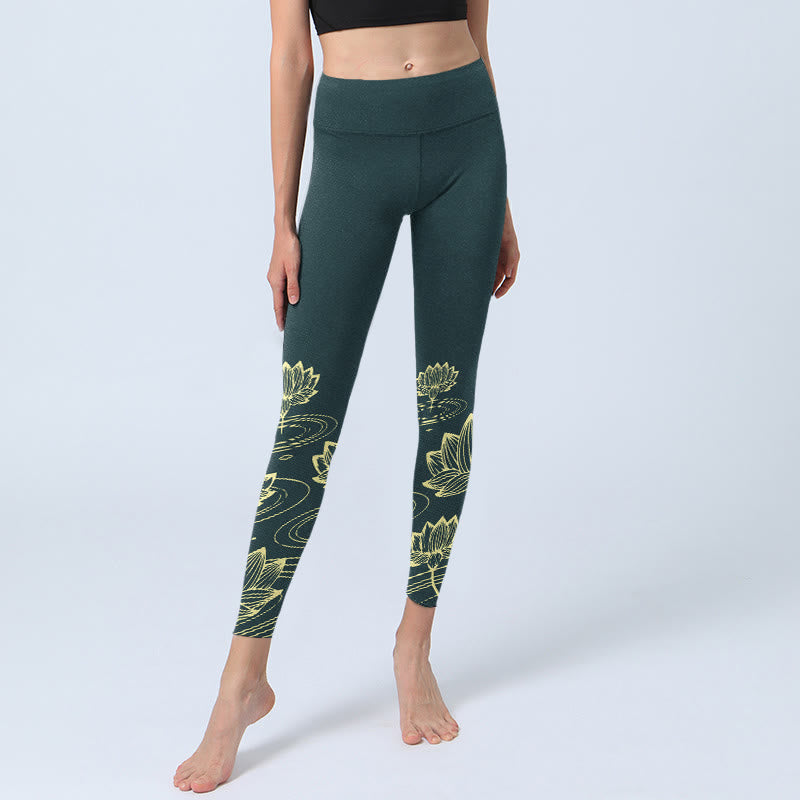 Leggings mit Buddha Stones und Lotusblumenmuster, Damen-Yogahose - image 5