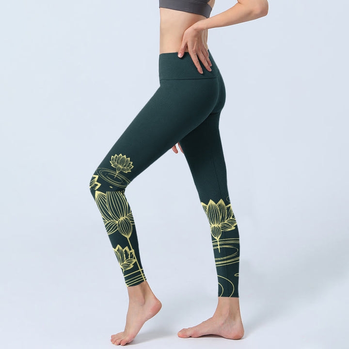 Leggings mit Buddha Stones und Lotusblumenmuster, Damen-Yogahose - image 2