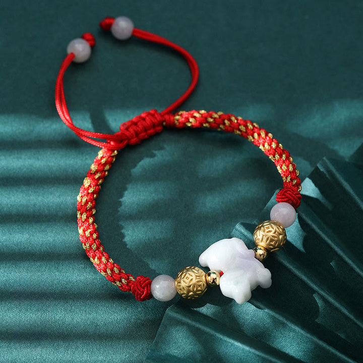 Buddha Stones, chinesisches Tierkreiszeichen, Jade, Silberperlen, Jahr des Pferdes, rotes Glücksarmband - Hund (Handgelenkumfang: 14-20 cm) - image 22