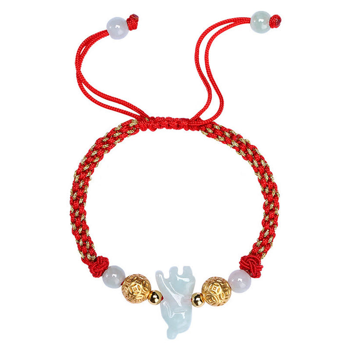 Buddha Stones, chinesisches Tierkreiszeichen, Jade, Silberperlen, Jahr des Pferdes, rotes Glücksarmband - image 13