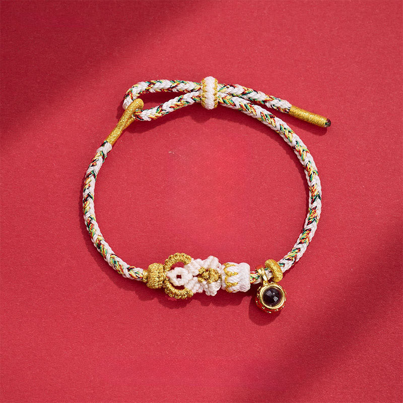 Buddha Stones -Schnurprojektionsstein, handgewebtes Buddha-Knoten-Verbindungsarmband - Weiß (Handgelenkumfang: 14-23 cm) - image 8