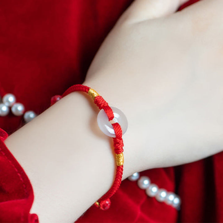 Buddha Stones , weißes Chalcedon-Friedensarmband mit geflochtener Schnalle - image 4