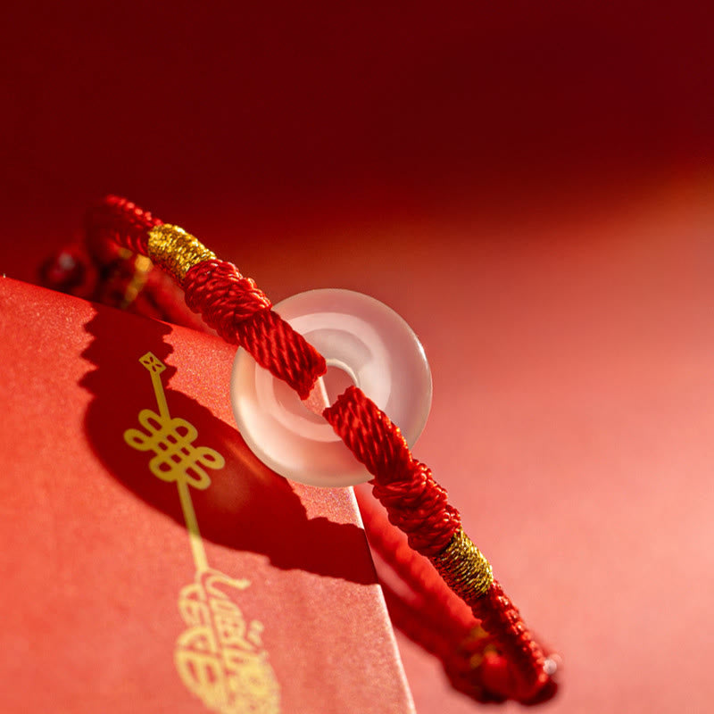 Buddha Stones , weißes Chalcedon-Friedensarmband mit geflochtener Schnalle - image 2