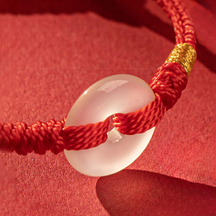 Buddha Stones , weißes Chalcedon-Friedensarmband mit geflochtener Schnalle - image 3