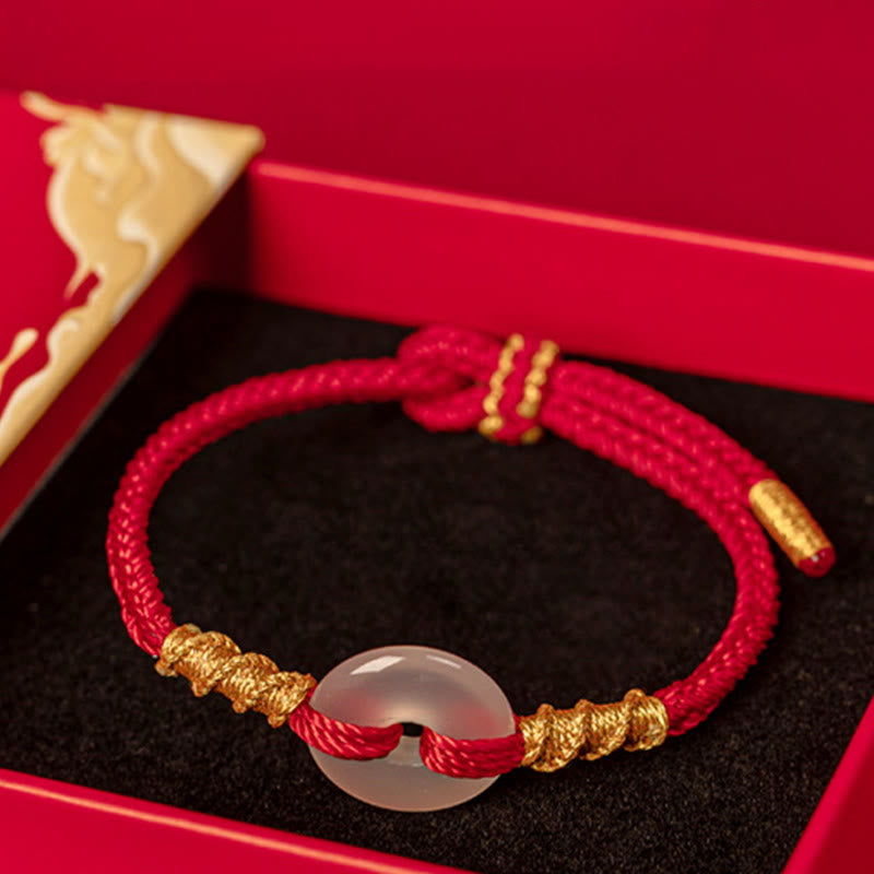 Buddha Stones, weißes Chalcedon-Friedensarmband mit Schnalle und Verbindungsknoten - image 11