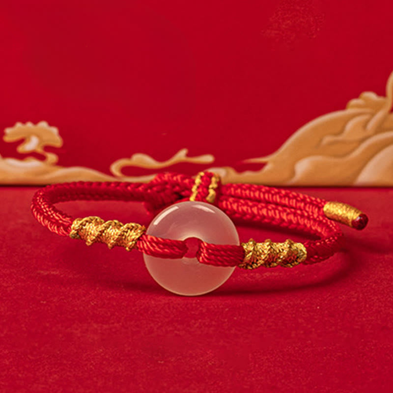 Buddha Stones, weißes Chalcedon-Friedensarmband mit Schnalle und Verbindungsknoten - image 9