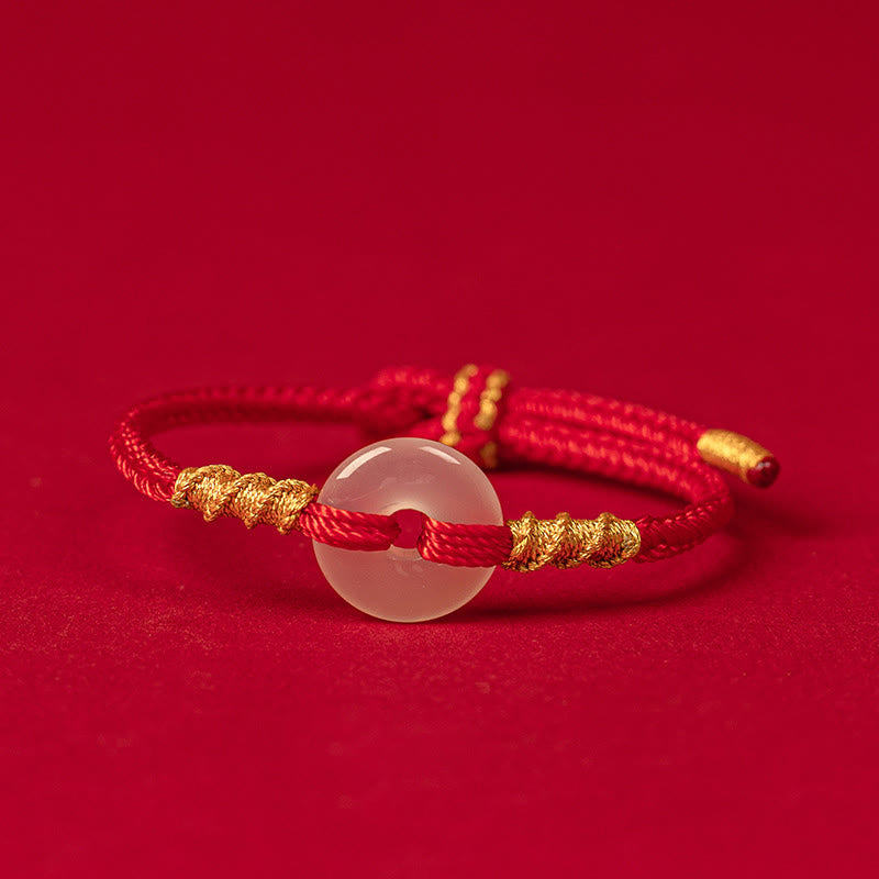 Buddha Stones, weißes Chalcedon-Friedensarmband mit Schnalle und Verbindungsknoten - 18-19 CM - image 0