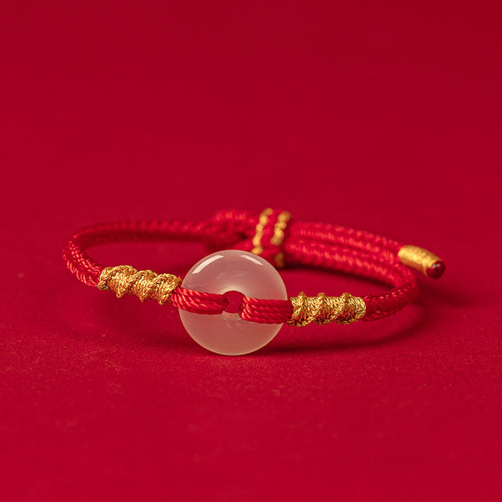 Buddha Stones, weißes Chalcedon-Friedensarmband mit Schnalle und Verbindungsknoten - 18-19 CM - image 0