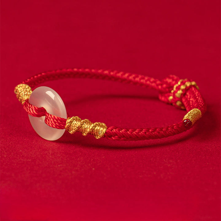 Buddha Stones, weißes Chalcedon-Friedensarmband mit Schnalle und Verbindungsknoten - image 10