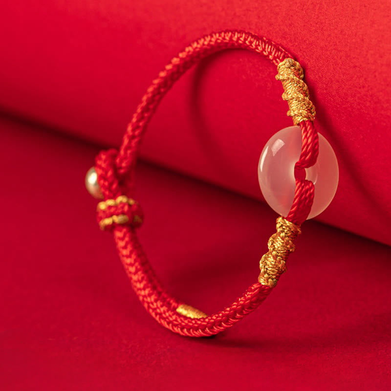 Buddha Stones, weißes Chalcedon-Friedensarmband mit Schnalle und Verbindungsknoten - image 1