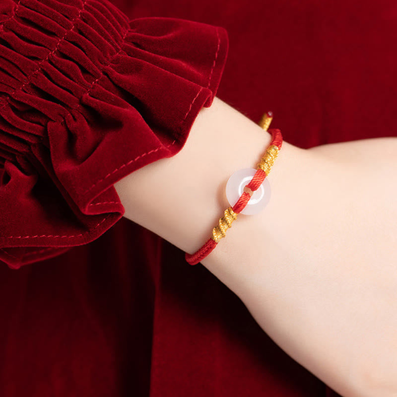 Buddha Stones, weißes Chalcedon-Friedensarmband mit Schnalle und Verbindungsknoten - image 4