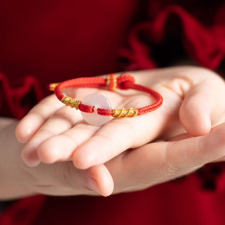 Buddha Stones, weißes Chalcedon-Friedensarmband mit Schnalle und Verbindungsknoten - image 13